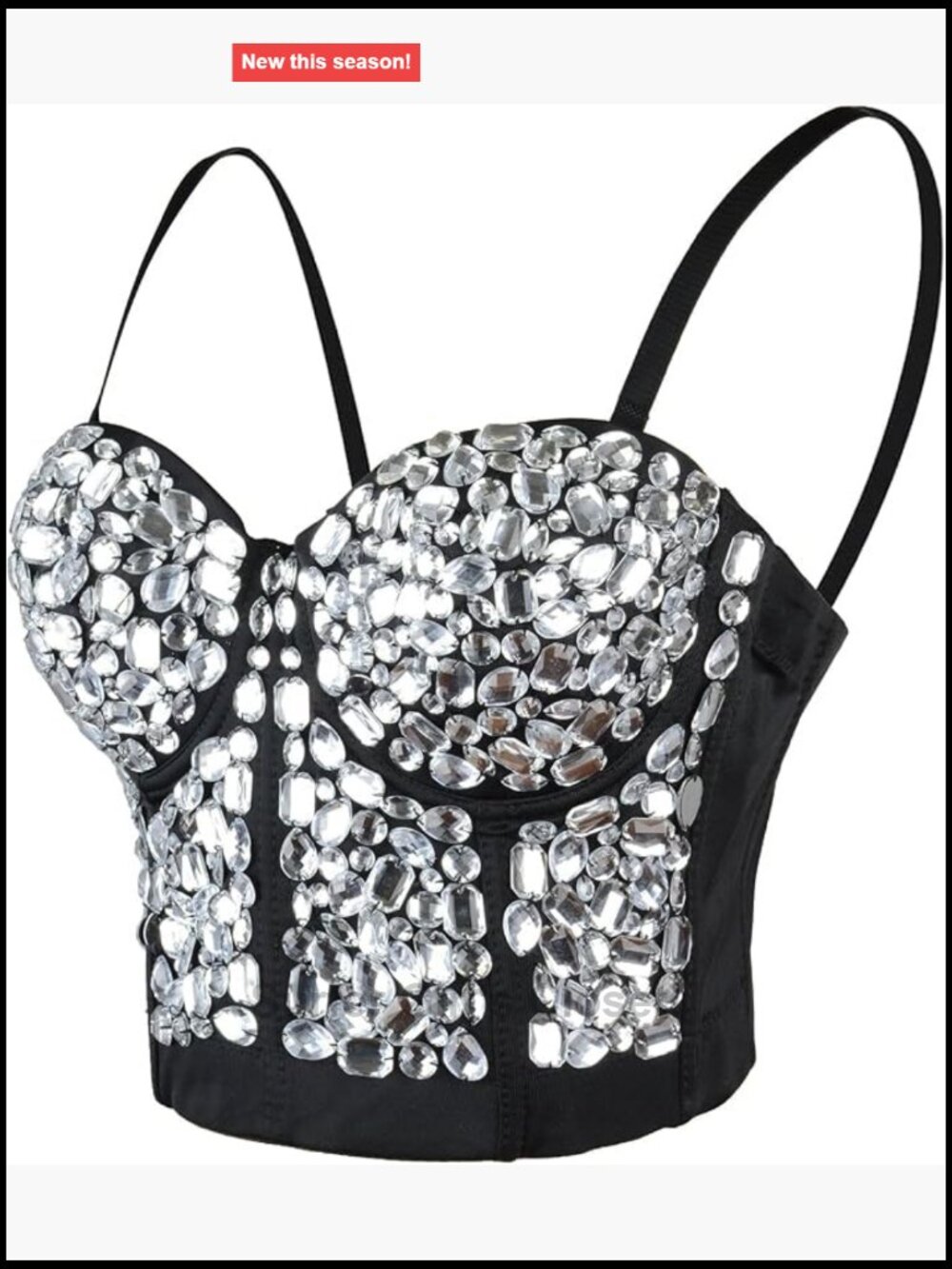 Sexy Rhinestone Punk Bustier Crop Top Push Up Corset Bra